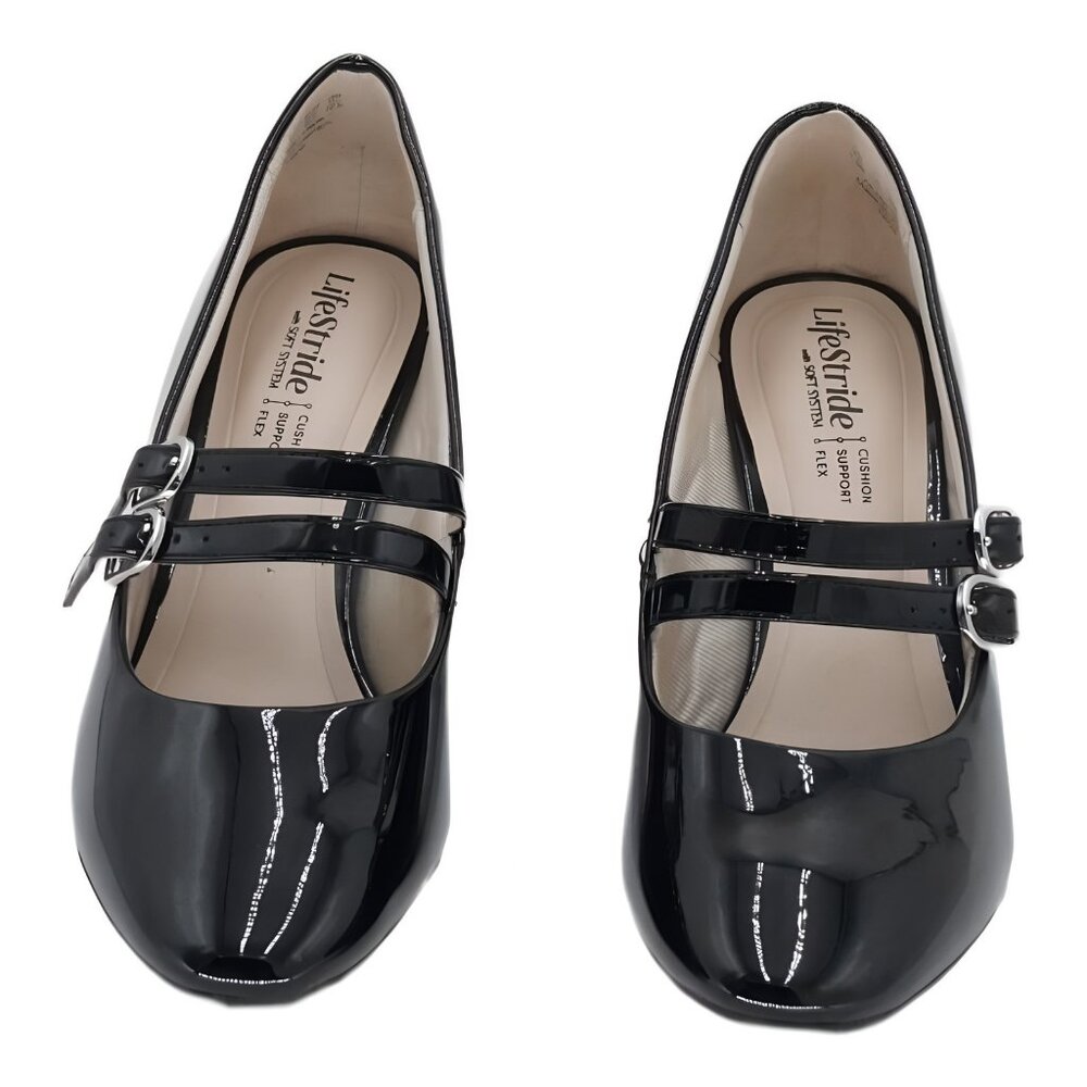 LifeStride Almond Toe Mary Jane Block Heel Pump Patent Black US 5.5 EU 35.5 - Picture 5 of 6